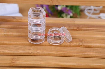 1000pcs -5g transparente redondo pequeno frasco com tampa potes pote recipiente de plástico claro exemplo de recipiente para a arte do prego de armazenamento