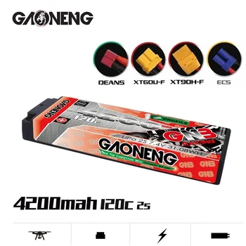 GAONENG GNB 7.4 V 4200mAh 120C Para RC de Corrida de Carro, Peças de Reposição Com a Shell Atualização LiHV 2S Bateria Recarregável