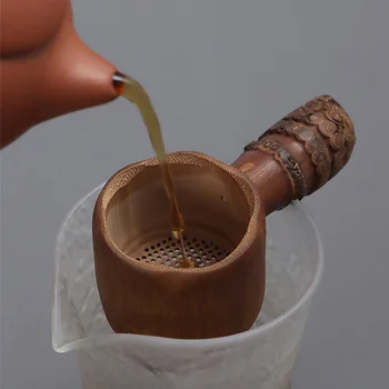 Natural De Bambu Coador De Chá Infusor De Filtro De Infusor De Chá De Ferramentas Peneira Para Chá De Chá De Cerveja Copos De Acessórios Coador Gadgets