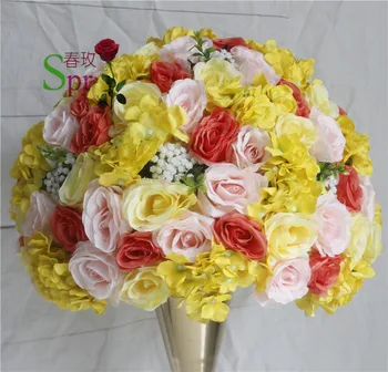 SPR frete Grátis! casamento estrada levar flores artificiais beijando bola de flor do casamento de parede quadro flores peça central da decoração