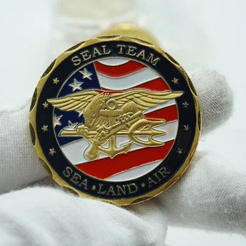 5pcs/monte Seal Team Banhado a Ouro Moeda EUA Marinha Uncirculated Lembrança Rodada Moedas Frete Grátis