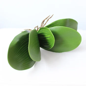 Borboleta de orquídea Folha Artificial de Plástico Verde, Flor de Folhas Casa a Festa de Casamento Decoração