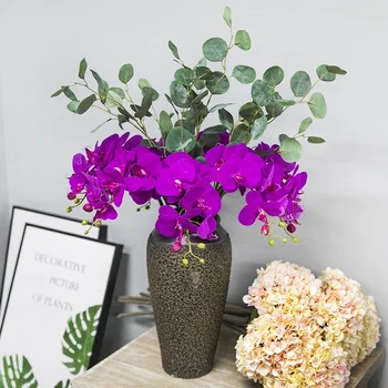 Flores Artificiais Atacadista De 7 Cabeças Filme Phalaenopsis, Decoração Flores Artificiais De Casamento Simulação De Plantas