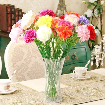 Venda quente 1 PC DIY Fresco de Flores Artificiais Cravo Flor de Seda Falso planta para o Dia das mães Festa de Casa, Decoração de 10 Cores