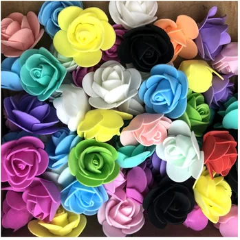 200pcs 3-3.5 cm de plástico Rosa flores artificiais falso flores flores artificiais para decoração de flores do casamento frete grátis