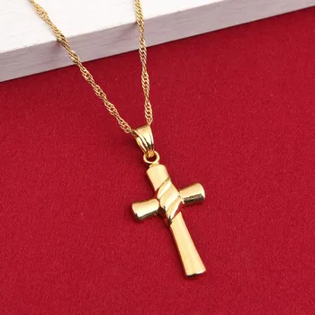 Pequena Cruz De Ouro Colar Pingente Menina Mulheres Mini Pingente Charme Da Cor Do Ouro Cheias De Jóias Crucifixo Cristão Ornamentos