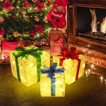 Natal Brilhando a Luz da Decoração Caixas de Presente de Arco Enfeite de Natal de Fadas Luz Branca Morna Festa de dia dos Namorados do Ano Novo de Iluminação