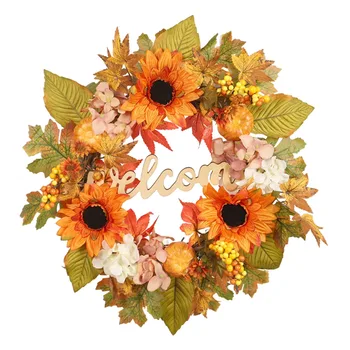 O Halloween de Coroa de flores, Decoração da Casa de Suspensão Pingente Garland Outono Porta Ornamento Artificial Queda Decorativos de Coroa de flores, Presente 45cm