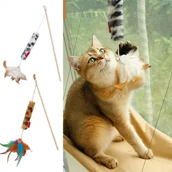 Engraçado Gato Teaser Vara Simulado Cauda De Animal De Estimação Macio Gatinho Gato De Penas De Pau De Brinquedo Atraente Gato Teaser De Brinquedos Para Animais De Estimação