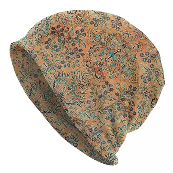 Manchester Kashan Floral Tapete persa de Impressão Retro Adultos Chapéus Bonés Inverno Quente Chapéu de Malha de Homens Adultos a Mulher do Chapéu de Malha de
