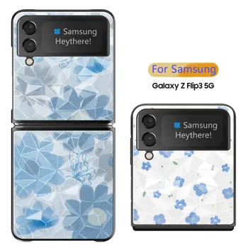 para Samsung Galaxy Z Flip 3 5G Caso do Diamante Textura de Flores Pintadas Rígido à prova de Choque Tampa do Telefone para Samsung Z Flip3 SM-F711B