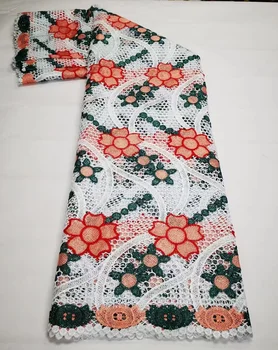 África do Laço de Tecido Colorido Solúvel em Água Nigéria Guipure Cabo de Tecido de Renda 2023 Alta Qualidade Material do Vestido de Festa de Costura QF0210