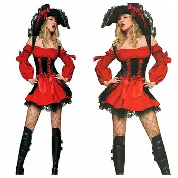 Clássico Fantasia De Pirata Mulher Halloween Pirata Rpg Cosplay Mulheres Fantasia Vestido De Festa Adulto Carnaval De Desempenho Roupa
